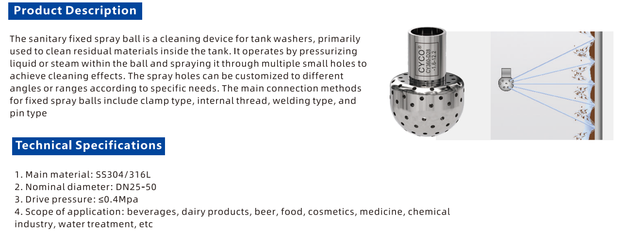 S360/Y360 Fixed Bottle Cleaning Spray Ball