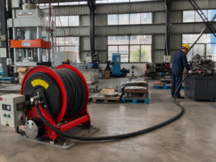Large capacity hose reel for industrial hose management